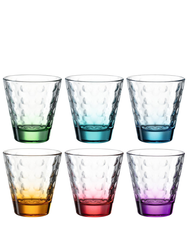 LEONARDO Trinkglas OPTIC 215 ml, bunt sortiert – 6er Set