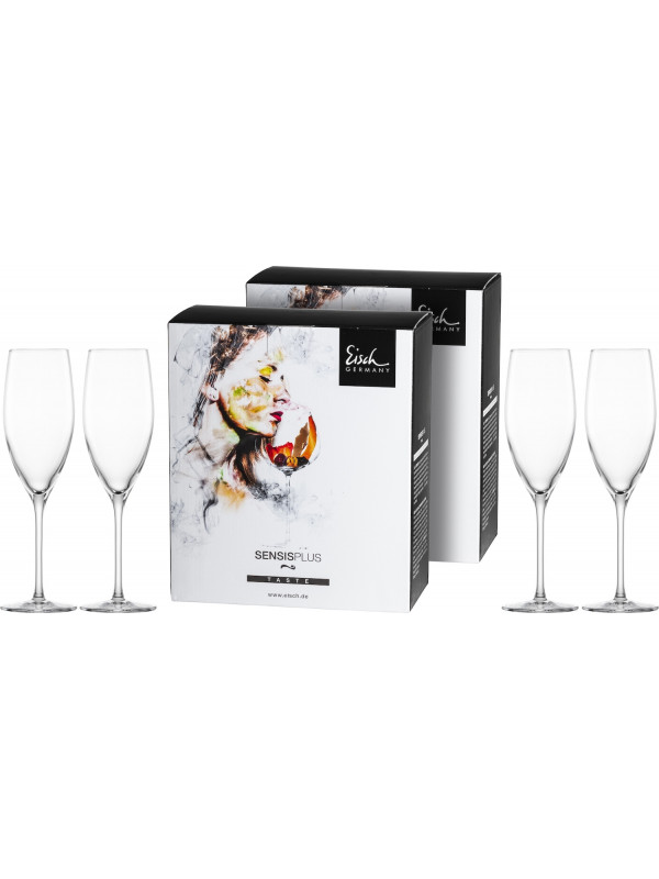 EISCH Champagnerglas mit Moussierpunkt Superior SENSISPLUS - 4 Stück im Geschenkkarton