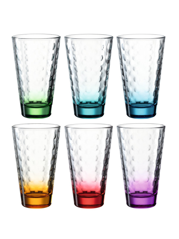 LEONARDO Trinkglas OPTIC 300 ml, bunt sortiert – 6er Set