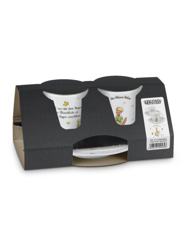 KÖNITZ Espressotassen-Set 2 x Tasse + Untertasse – Der kleine Prinz - Geheimnis