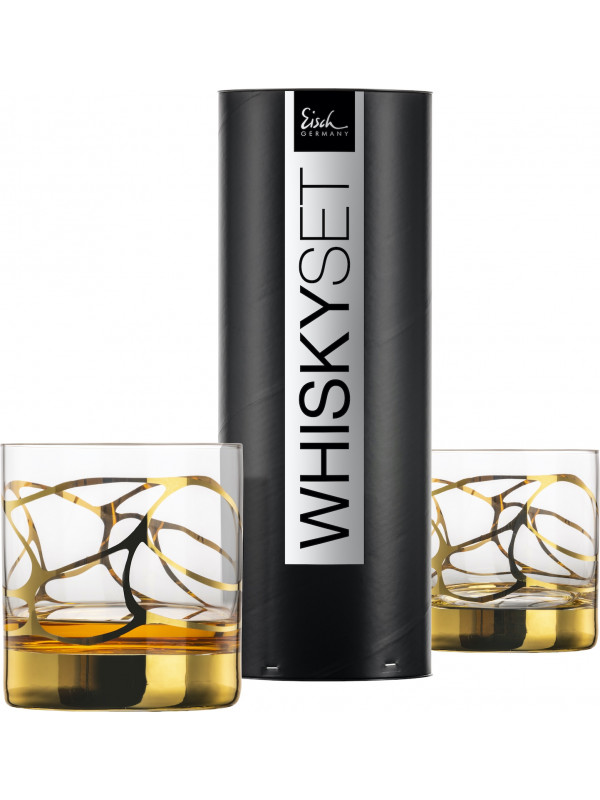 EISCH Whiskyglas 400 ml - 2 Stück in Geschenkröhre Stargate gold