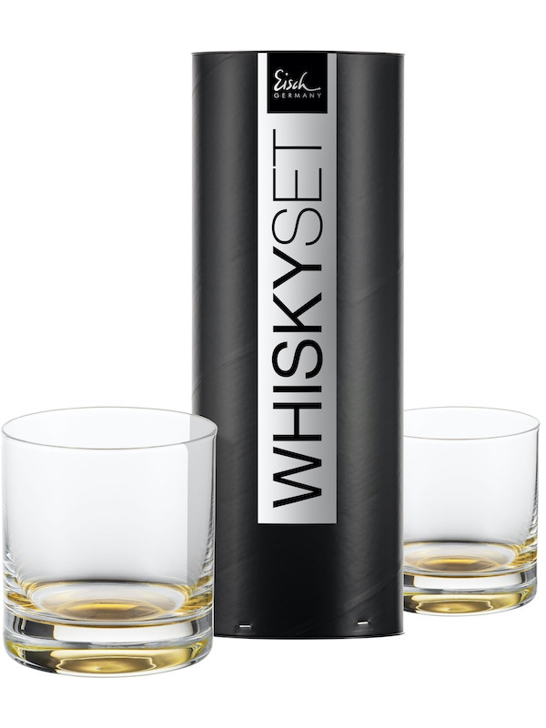 EISCH Whiskyglas 400 ml gold - 2 Stück in Geschenkröhre Gentleman
