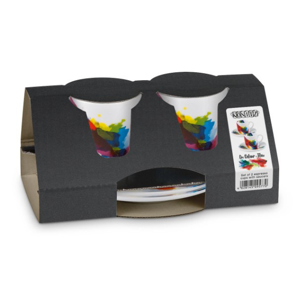 KÖNITZ Espressotassen-Set 2 x Tasse + Untertasse – On Colour Flow