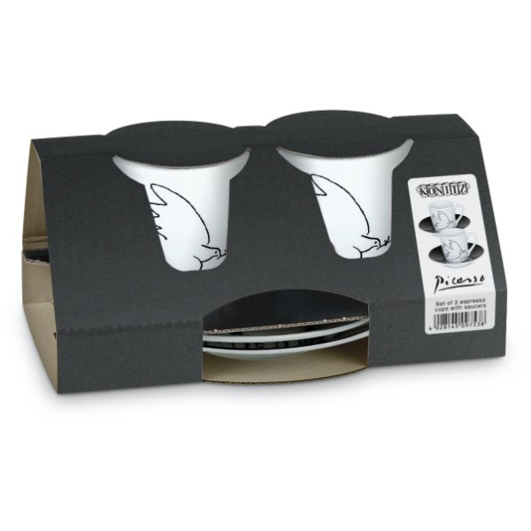 KÖNITZ Espressotassen-Set 2 x Tasse + Untertasse – Picasso - La colombe de la paix