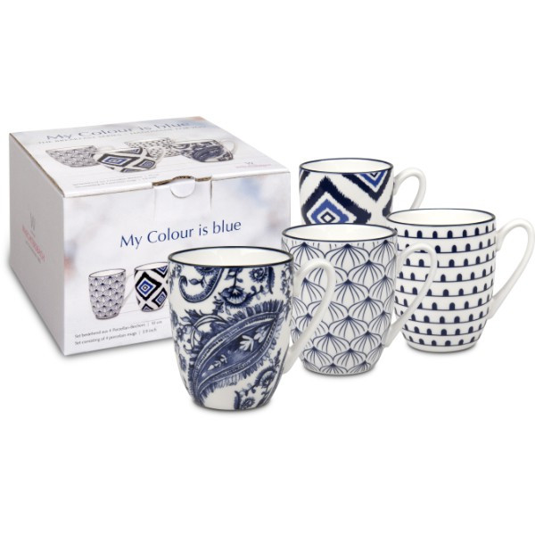 WAECHTERSBACH 4er-Set Becher My colour is blue! im Geschenkkarton