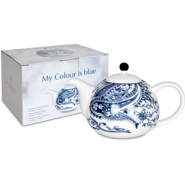 WAECHTERSBACH Teekanne mit Deckel und Sieb My colour is blue! im Geschenkkarton